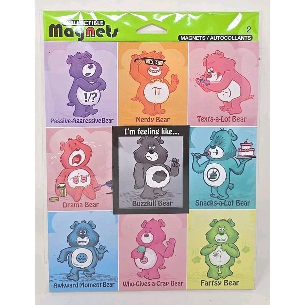 Vtg Care Bears 9 Different Mood Collectible Magnet Sign New AGC New In‎ Pkg U308